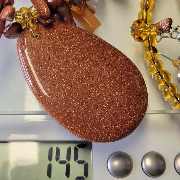 Brown hued gemstone fashion necklace and earrings set - Picture 14 of 14